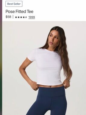 Vuori Pose Fitted White Ribbed Tee